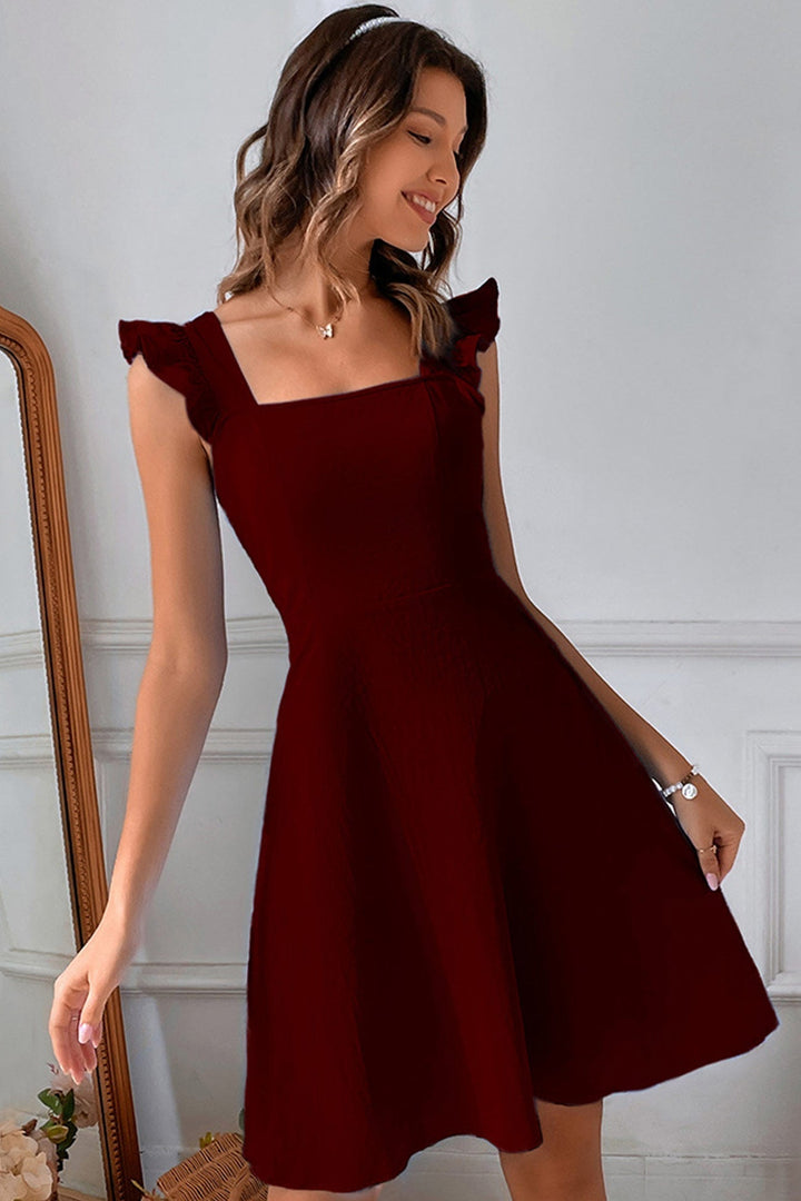 Sleeveless Mini Dress with Square Neckline and Tie Closure at the Back – Ideal for Summer