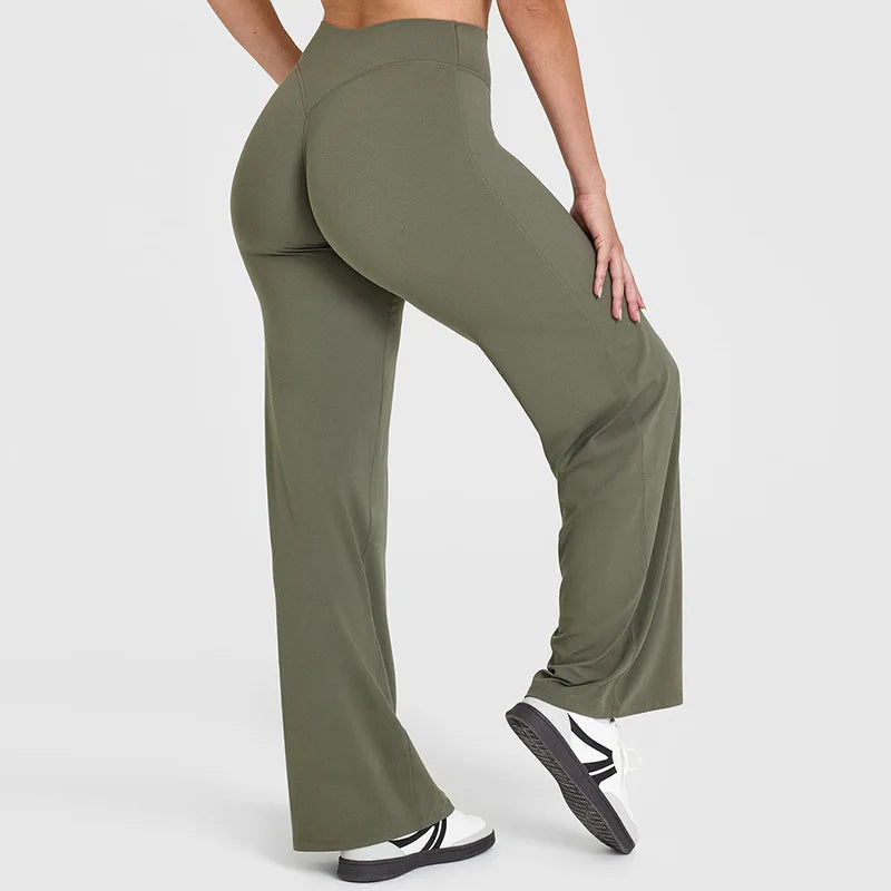 High-waisted wide-leg fluid yoga pants for women
