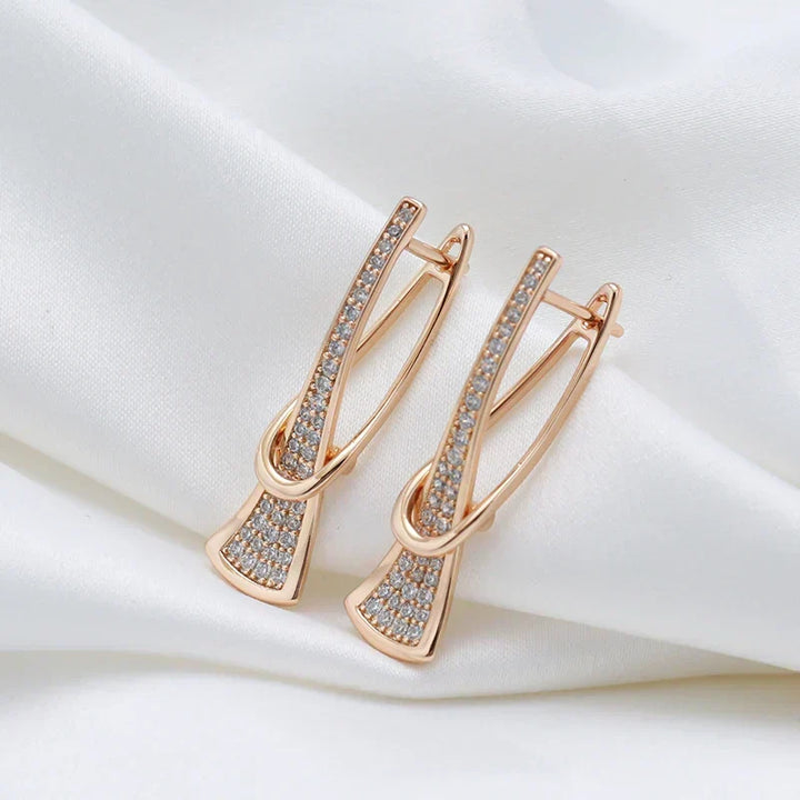 Radiant Layers Crystal Earrings Gold, view 4 - Elena Harper