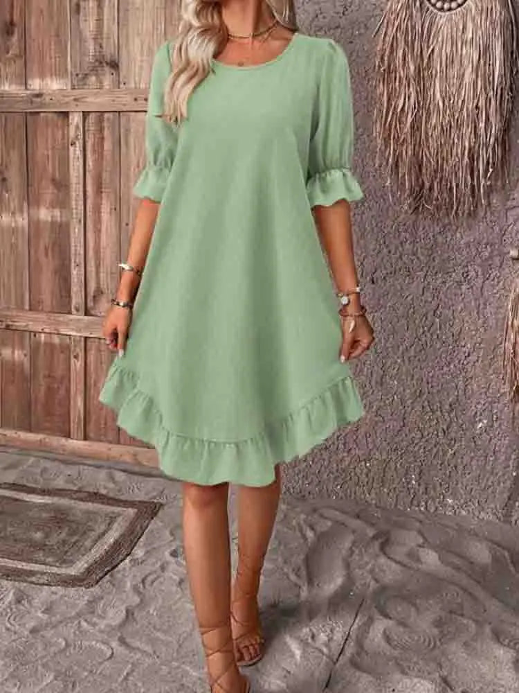 Sally Summer dress with ruffles, view 4 - Elena Harper