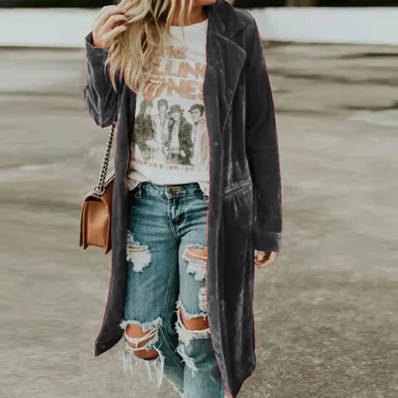 Women's Velvet Duster Coat Valentina, view 5 - Elena Harper
