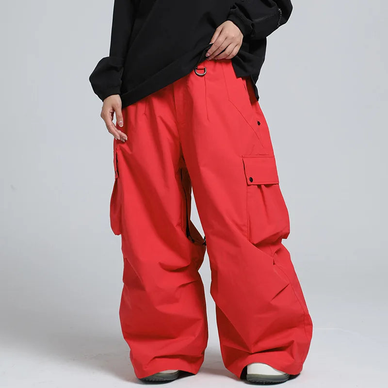 Unisex Loose Ski Pants – Breathable Snowboard Pants with Zipper and Insulation