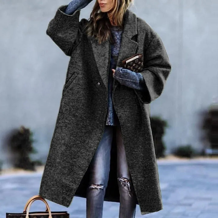 Women's Printed Wool Blend Long Coat – Constance