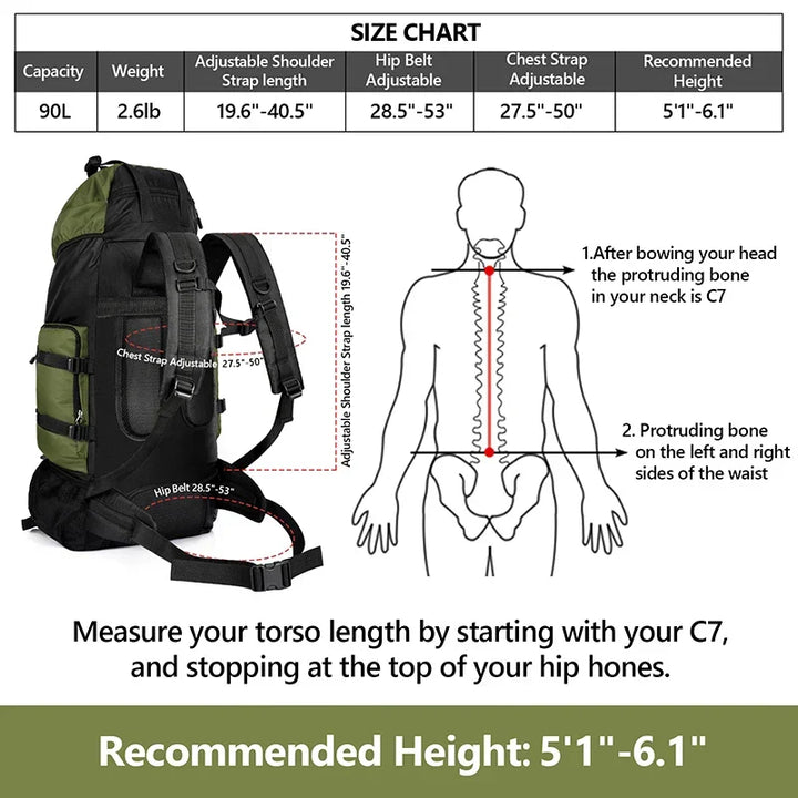 90L Tactical Camping Backpack Military Bag for Men and Women, view 7 - Elena Harper