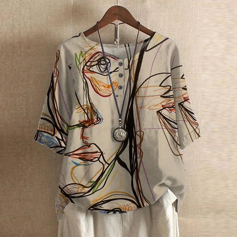 Ruby | Ladies Floral Print Round Neck Top