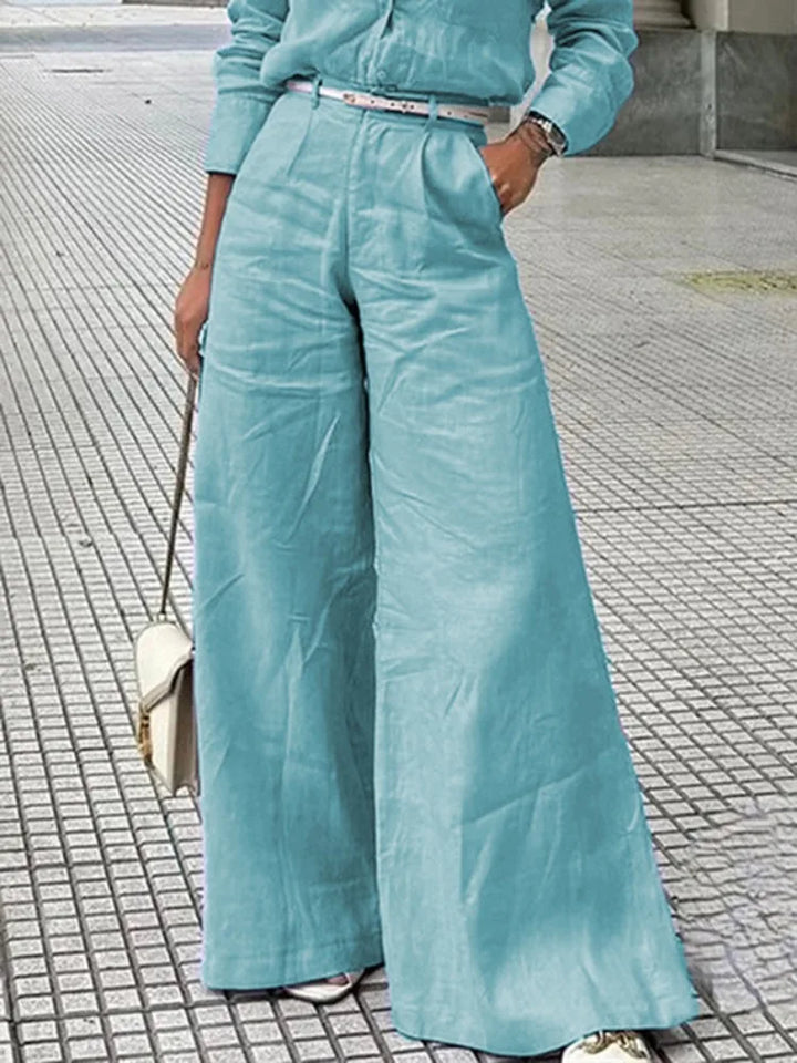 Lelia Elegant Linen Pants, view 3 - Elena Harper