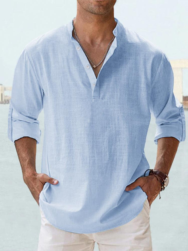 Bastian | Men's Casual Long Sleeve Shirt with Stand-Up Collar