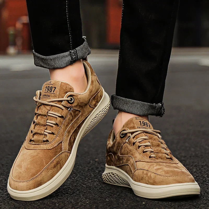 Barton Men's Suede Sneakers Lace-Up Casual, view 7 - Elena Harper
