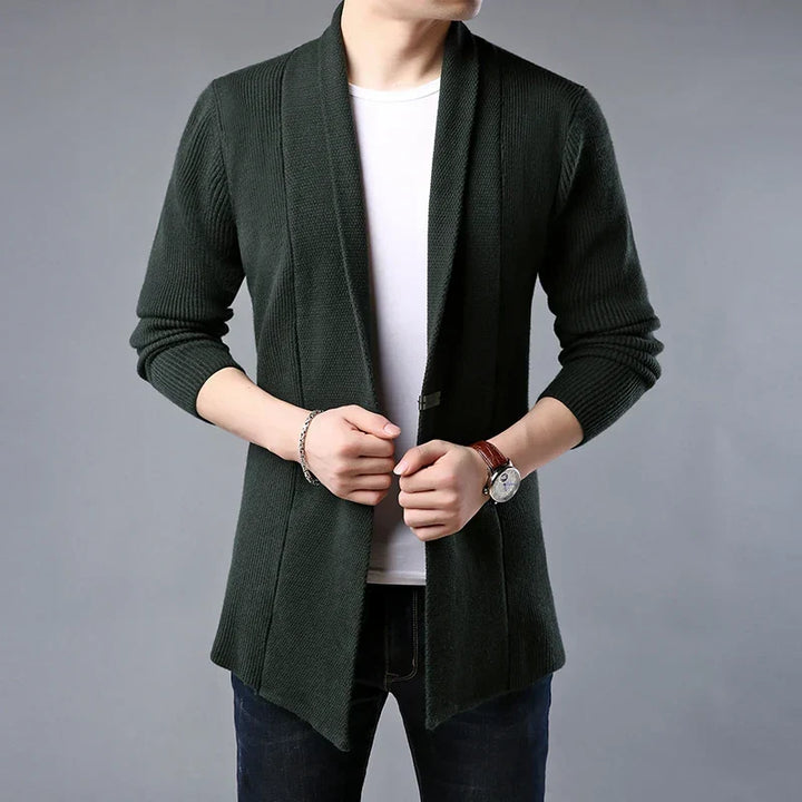 Men's Cardigan Regular Fit Button Front Long Sleeve with Ribbed Cuffs