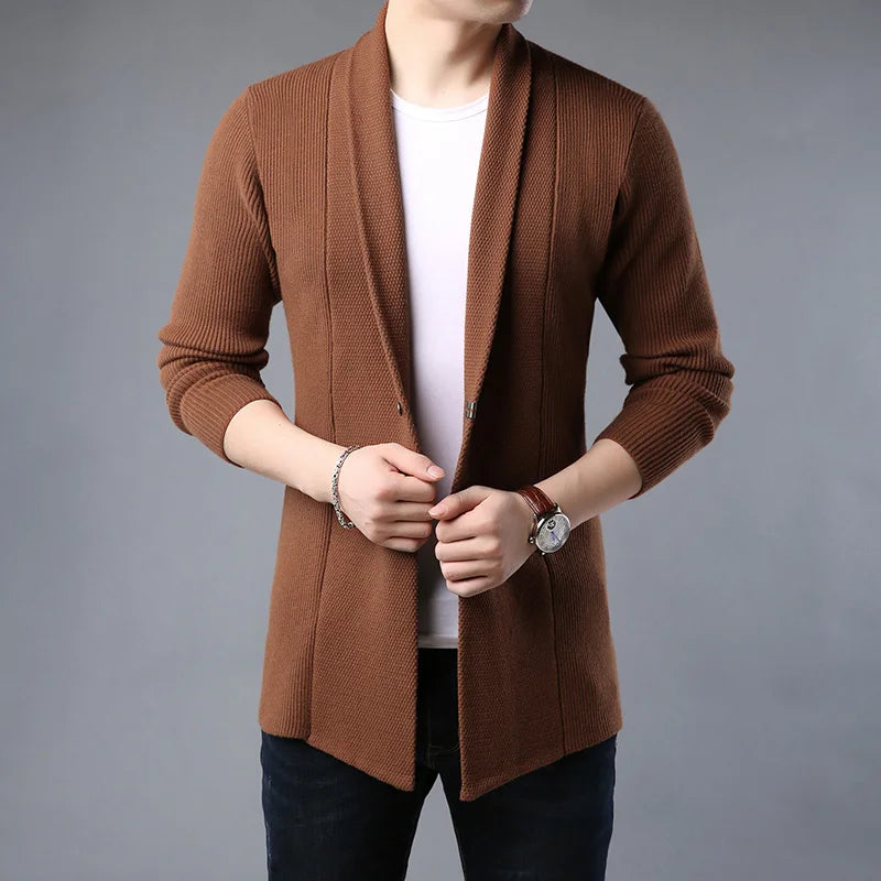 Men's Cardigan Regular Fit Button Front Long Sleeve with Ribbed Cuffs