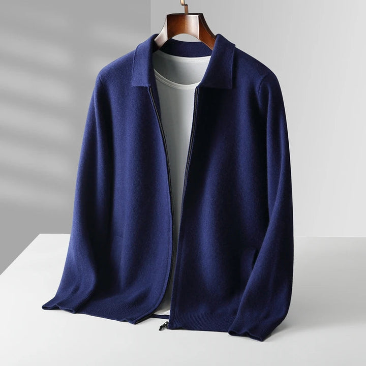 Quinton Cashmere Cardigan with Zipper, view 7 - Elena Harper