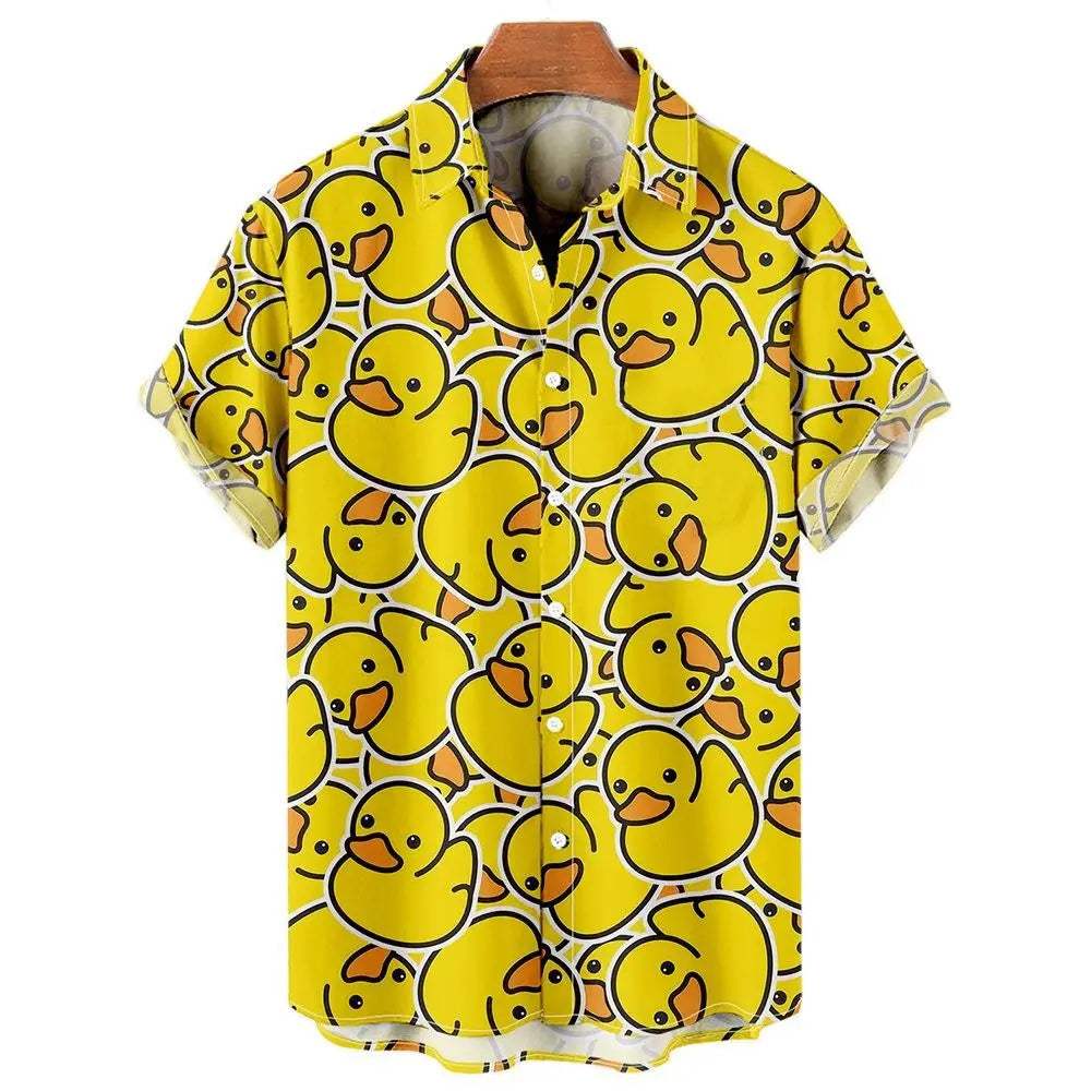 Men's Shirt Duck Print High-Quality Polyester Perfect for Summer Outings - Elena Harper