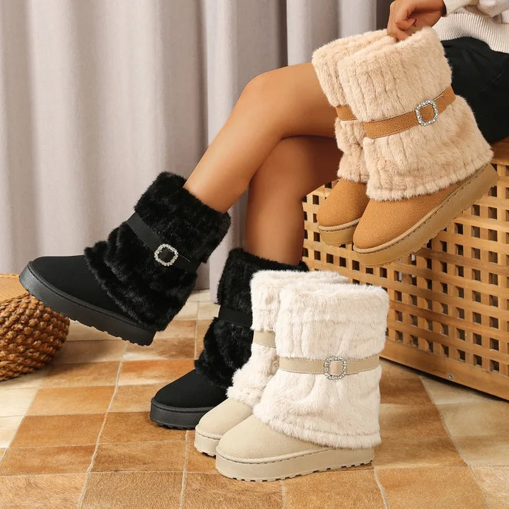 Women's Thick Sole Plush Snow Boots Cassielle, view 2 - Elena Harper