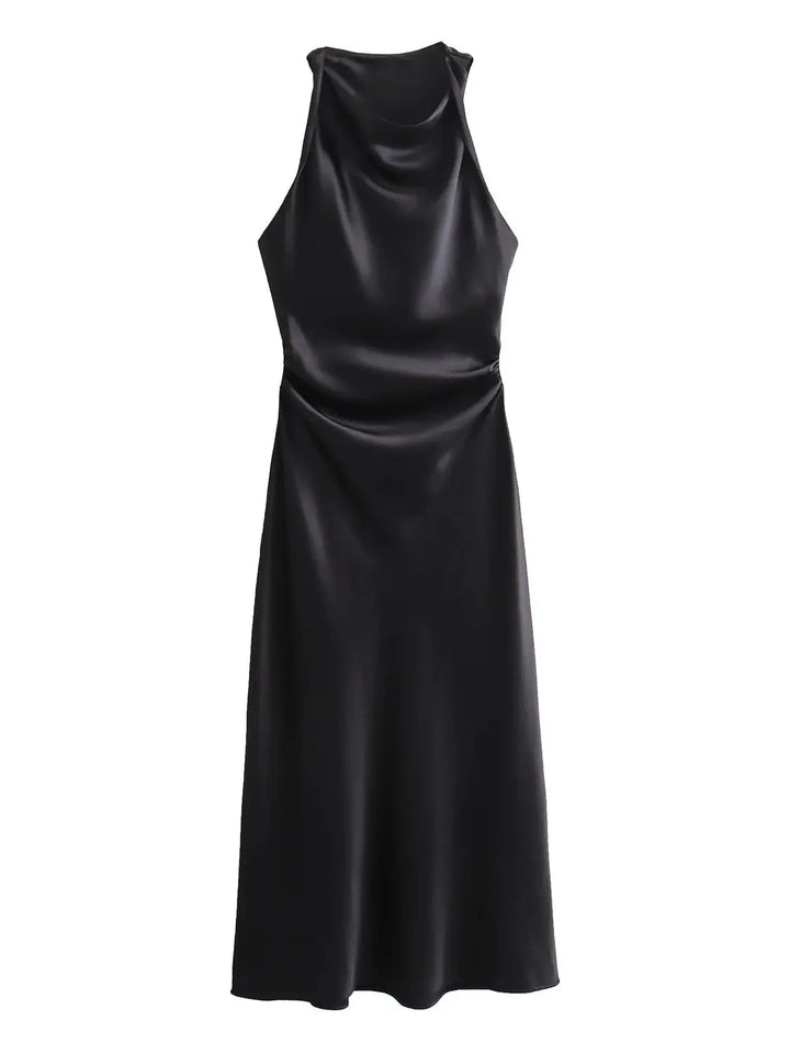 Giada Silk Satin Dress, view 6 - Elena Harper