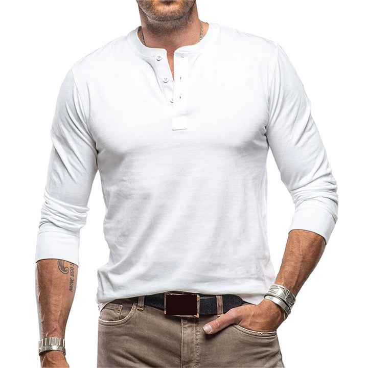 LAURENT MONACO | MEN'S FITTED LONG SLEEVE HENLEY T-SHIRT