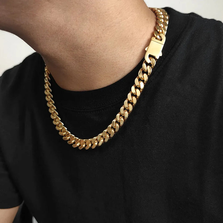 Men's Cuban Link Chain Necklace - Gold & Silver Plated