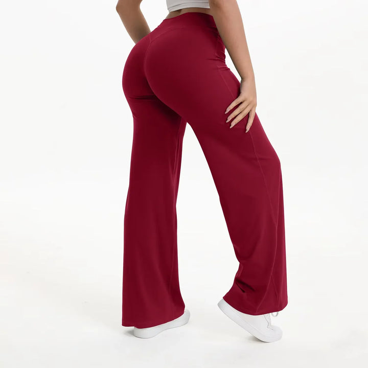 High-waisted wide-leg fluid yoga pants for women