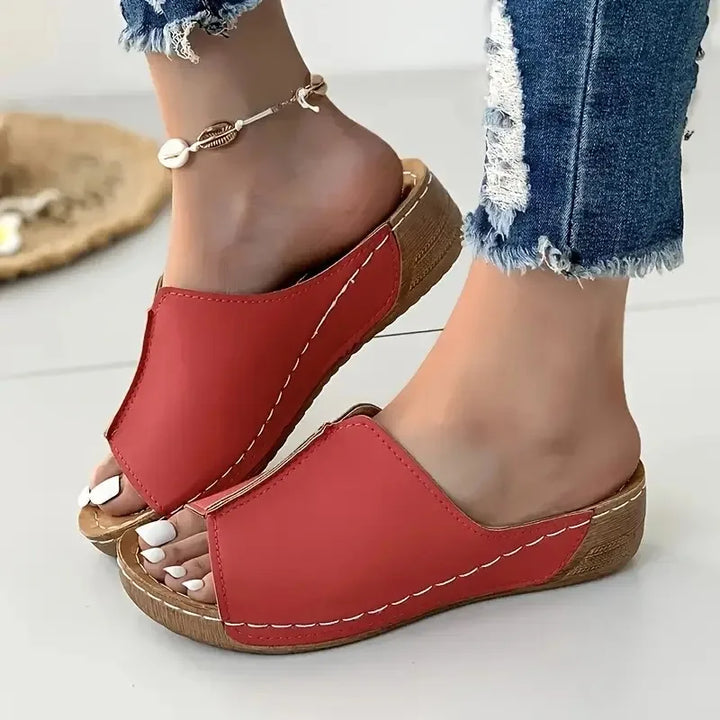 Elizabeth Wedge Heeled Slides, view 5 - Elena Harper