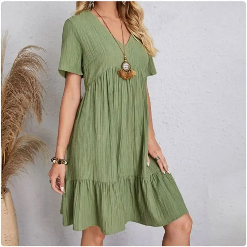 CHIC SUMMER DRESS WITH SHORT SLEEVES FOR WOMEN