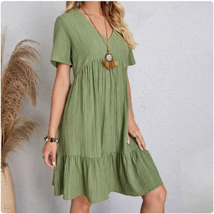 CHIC SUMMER DRESS WITH SHORT SLEEVES FOR WOMEN