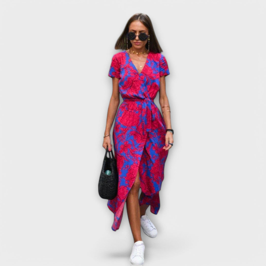 Renate | Women's Casual Maxi Dress with V-Neck and Belt