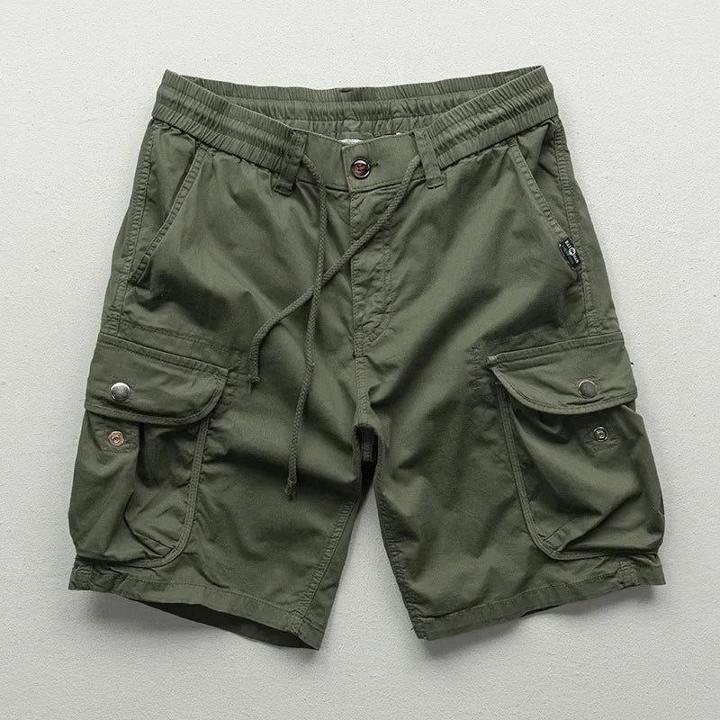 Men's Cargo Bermuda Shorts with Adjustable Waist, Multi-Pocket and 15 cm Inseam