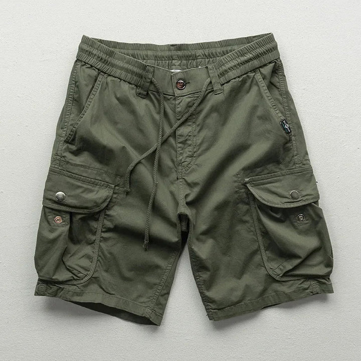 Men's Cargo Bermuda Shorts with Adjustable Waist, Multi-Pocket and 15 cm Inseam