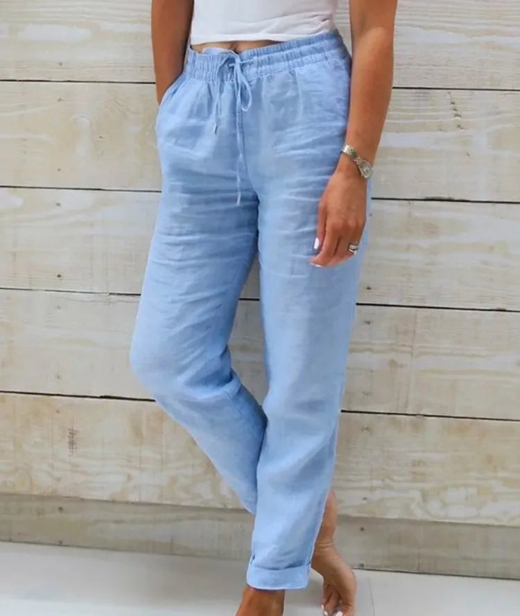 Andrea Lightweight Linen Pants, view 2 - Elena Harper
