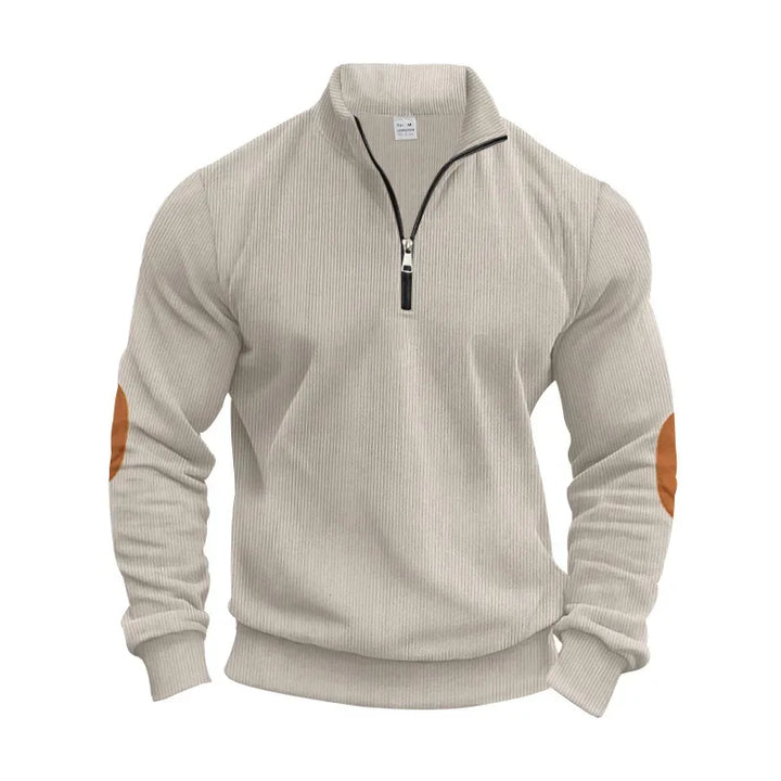 Raimondo Men's Ribbed Velvet Sweater with High Collar, view 5 - Elena Harper