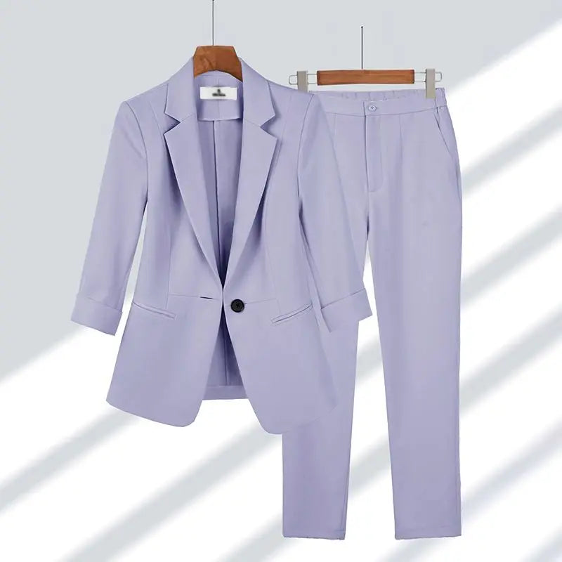 Women's Elegant Two-Piece Suit with Jacket & Trousers