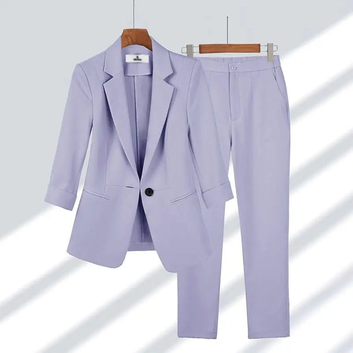 Women's Elegant Two-Piece Suit with Jacket & Trousers