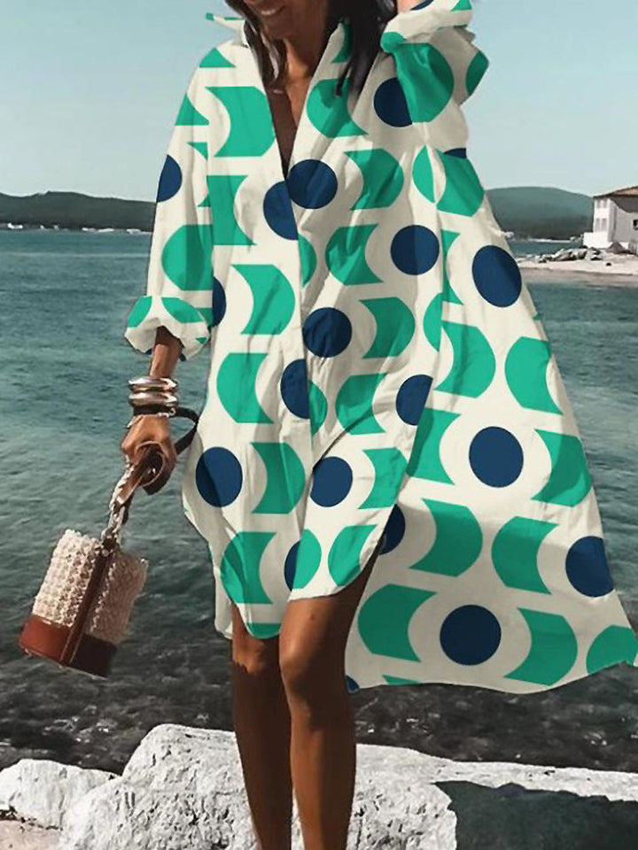 Rosario | Midi shirt dress with floral print and long sleeves