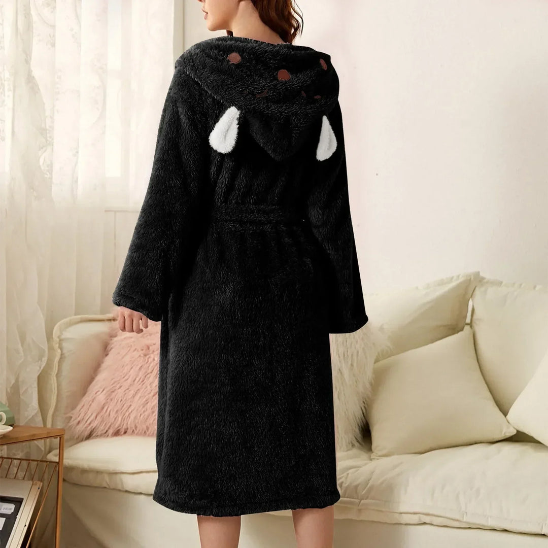 Warm Flannel Bathrobe with Hood and Bunny Ears BunnyHug, view 10 - Elena Harper