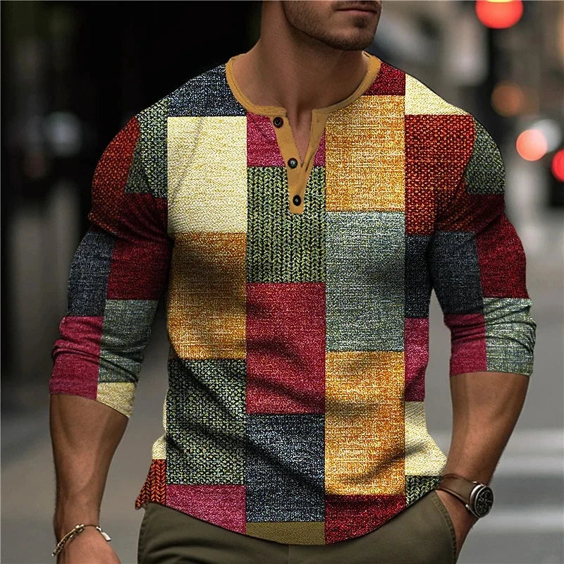 LAURENT MONACO | LONG SLEEVE 3D PRINTED T-SHIRT FOR MEN