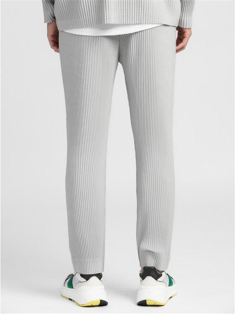 Emma & Rose Manhattan Hamish Pisa Ribbed Cotton Pantalon in neutral tone, showing the tailored ribbed cotton fabric and relaxed fit.