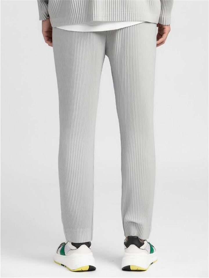 Emma & Rose Manhattan Hamish Pisa Ribbed Cotton Pantalon in neutral tone, showing the tailored ribbed cotton fabric and relaxed fit.