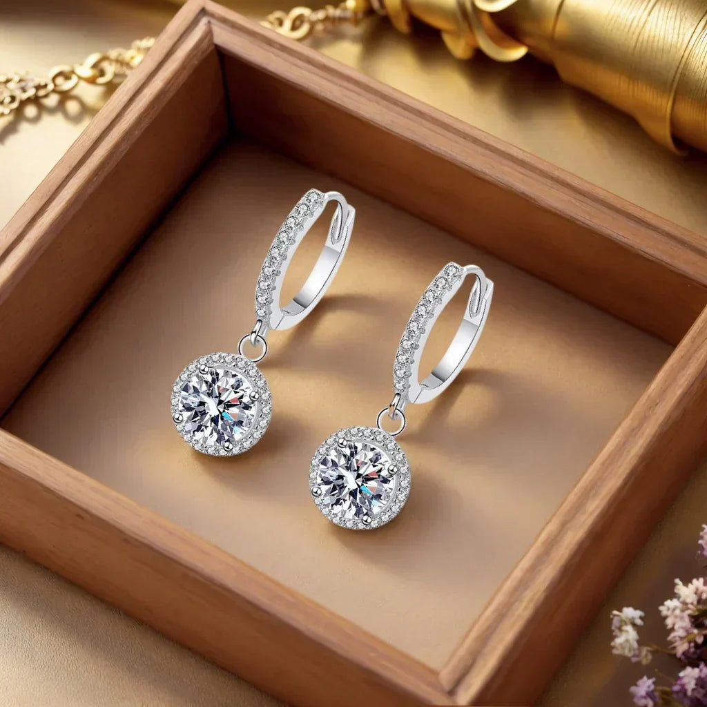 Sterling Silver 1 Carat Moissanite Earrings