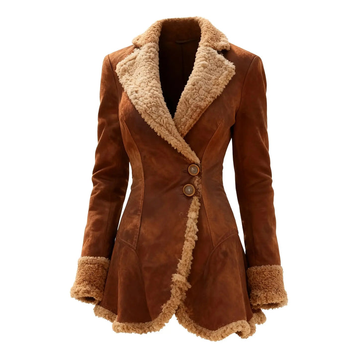 Women's Suede Jacket with Fur Collar Georgiana, view 4 - Elena Harper