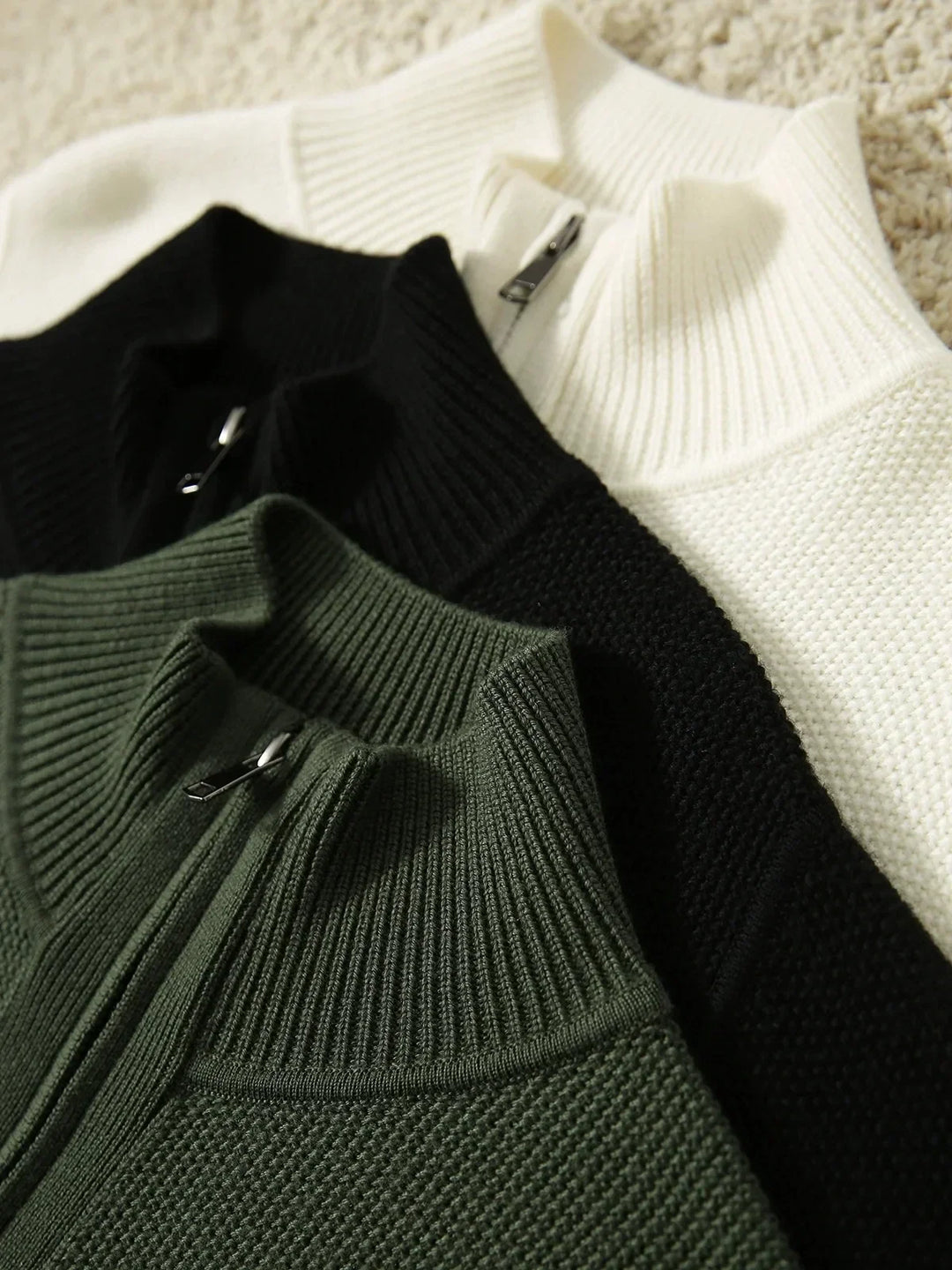 Ladies Wool Zip Vest – Knitted Cardigan with High Collar
