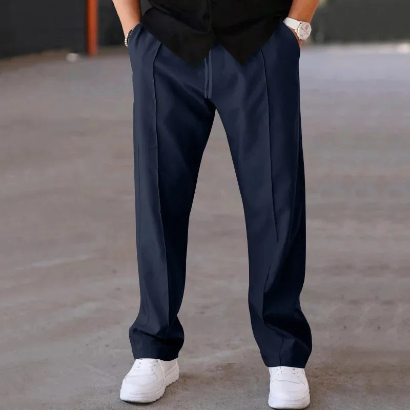 Harrington Oxford Loose-Fit Straight Leg Trousers for Men - Elena Harper