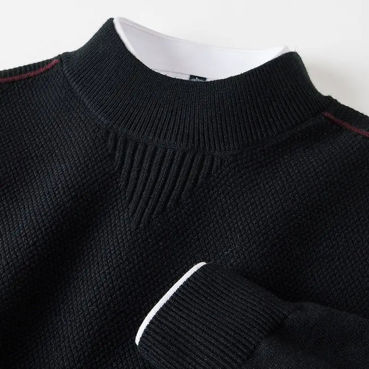 Women’s Knitted Sweater with Ribbed Edges and Pleated Shoulder Seam