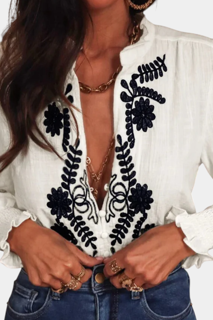 Sahara Petals Blouse, view 2 - Elena Harper