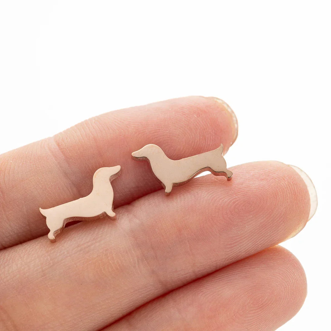 Dachshund Stud Earrings, view 6 - Elena Harper