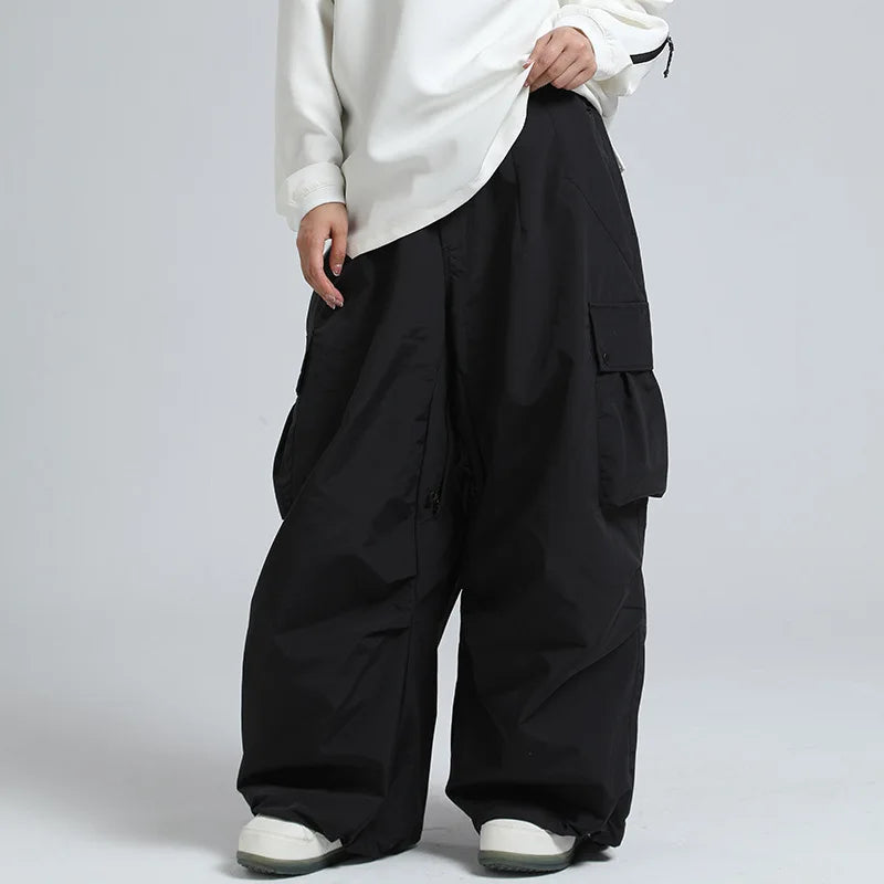 Unisex Loose Ski Pants – Breathable Snowboard Pants with Zipper and Insulation