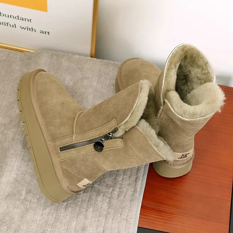 Women's Fleece Mid-Calf Snow Boots Clairvane, view 2 - Elena Harper