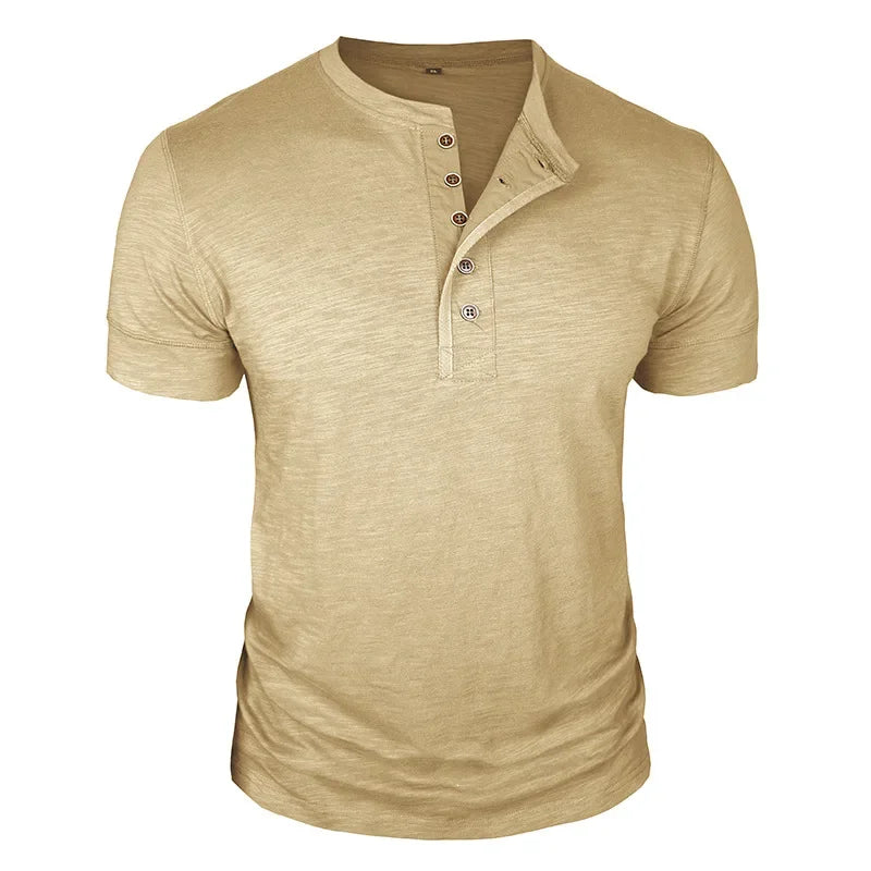 LAURENT MONACO | BUTTON-PLACKET T-SHIRT FOR MEN