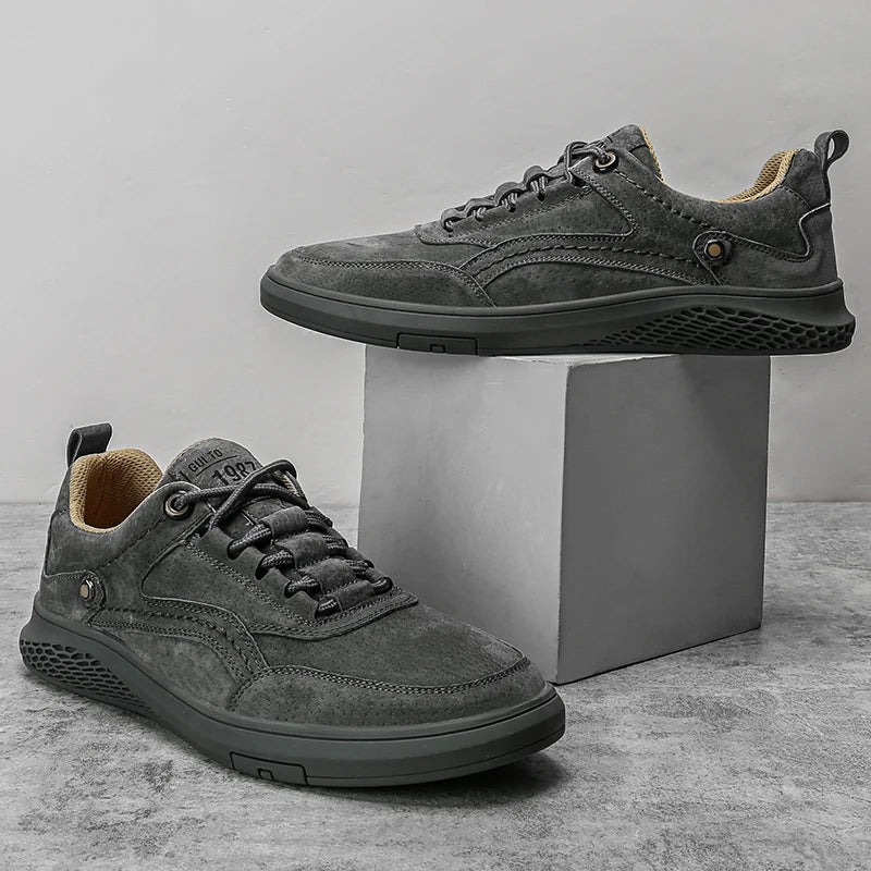 Barton Men's Suede Sneakers Lace-Up Casual, view 2 - Elena Harper