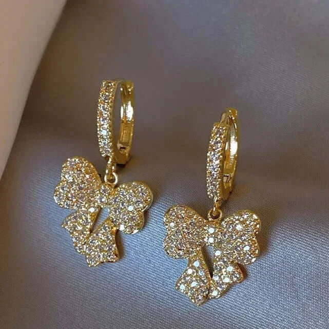Beautiful Luxury Earrings in Bow or Heart Shape with Sparkling Stones!, view 3 - Elena Harper