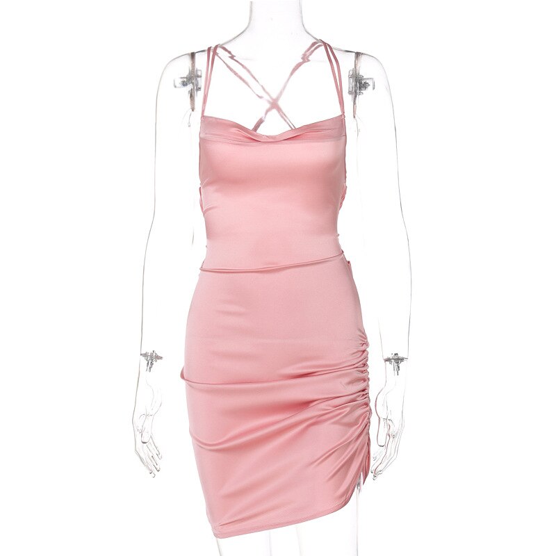 Satin Mini Dress, view 6 - Elena Harper