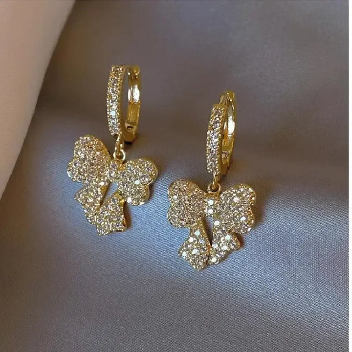 Beautiful Luxury Earrings in Bow or Heart Shape with Sparkling Stones! - Elena Harper